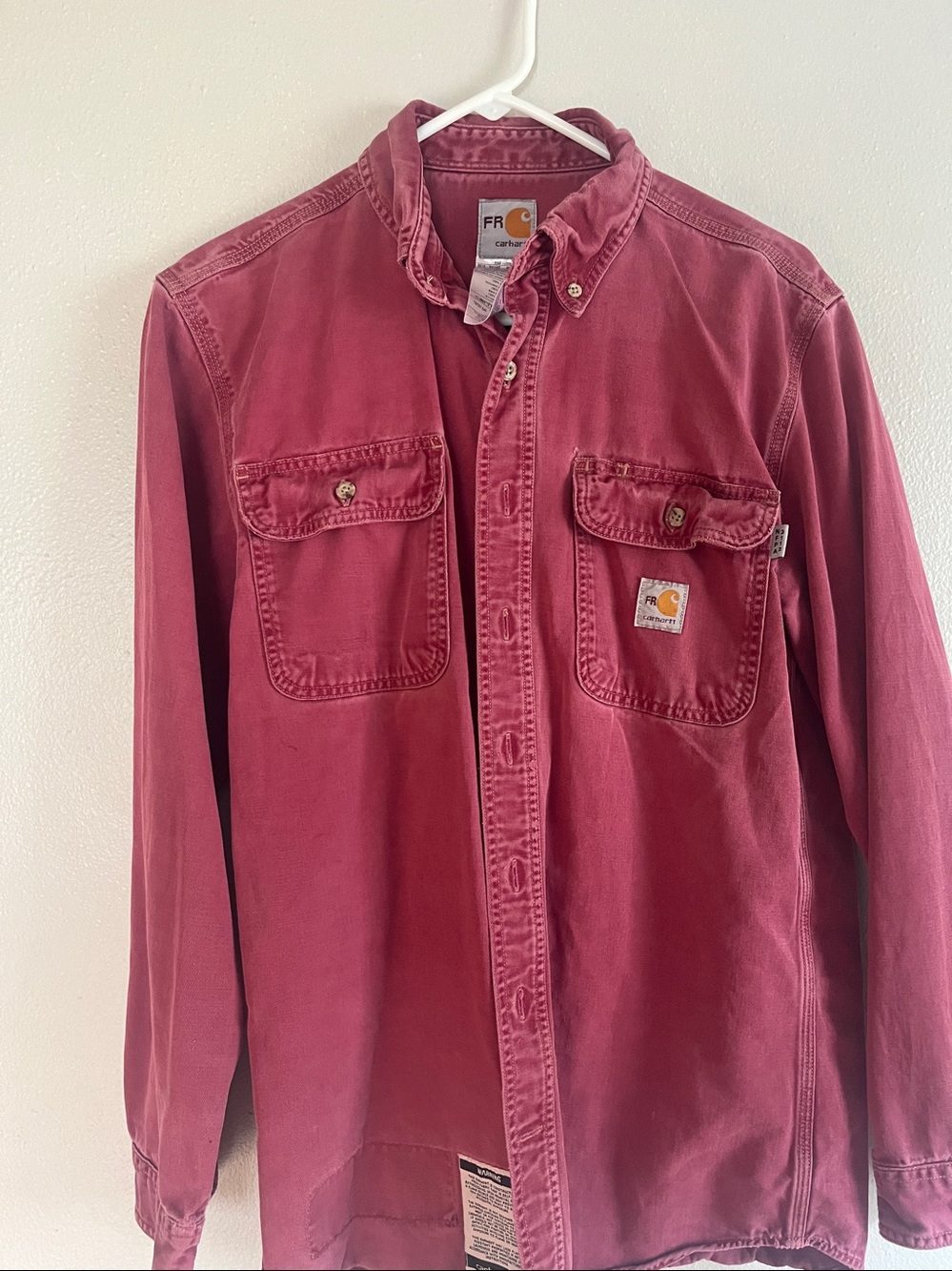 FR Carhartt Maroon Button-Up Work Shirt